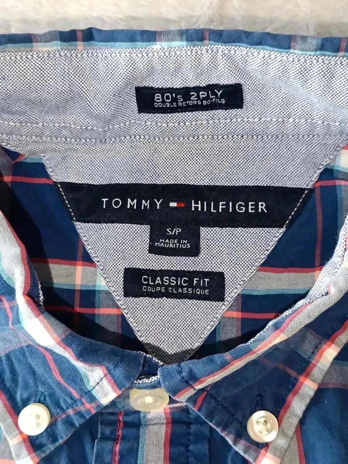 Shirt Tommy Hilfiger classic fit Marine blauw wit rood Vierkanten Maat S – photo 4